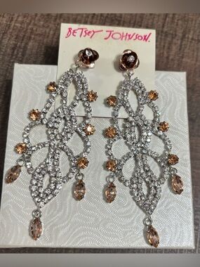 Betsey Johnson Ballerina Rose Chandelier Earrings